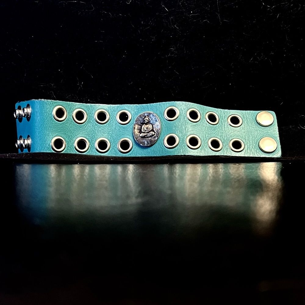 Genuine Leather Buddha Bracelet, Turquoise